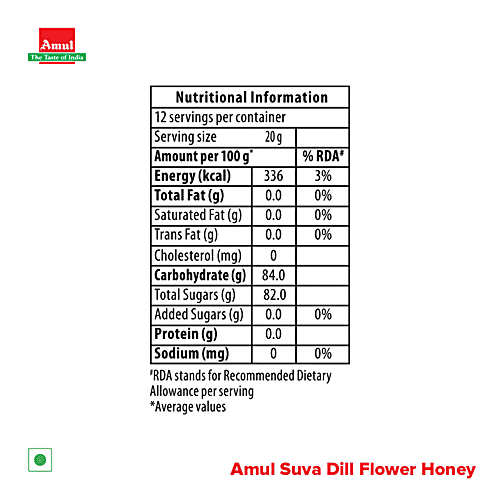 Buy Amul Suva Dill Flower Honey Pure, Natural Sweetener, Rich In