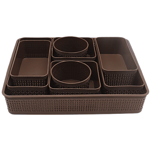 Jaycee Premium Tray - Plastic, Storage Box, For Multipurpose Use, Chocolate Brown, 10 pcs  