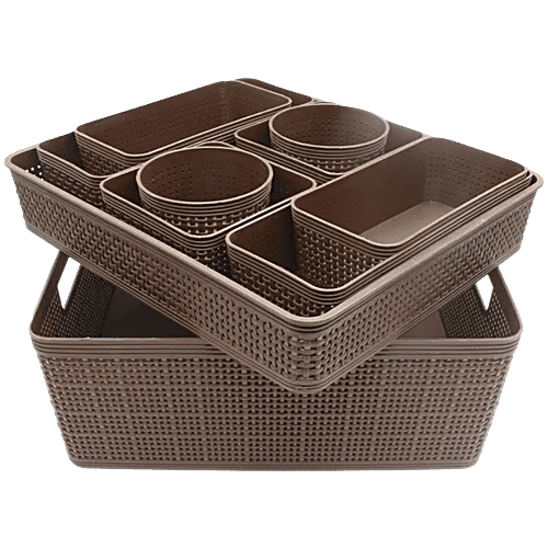 Jaycee Premium Tray - Plastic, Storage Box, For Multipurpose Use, Chocolate Brown, 10 pcs  