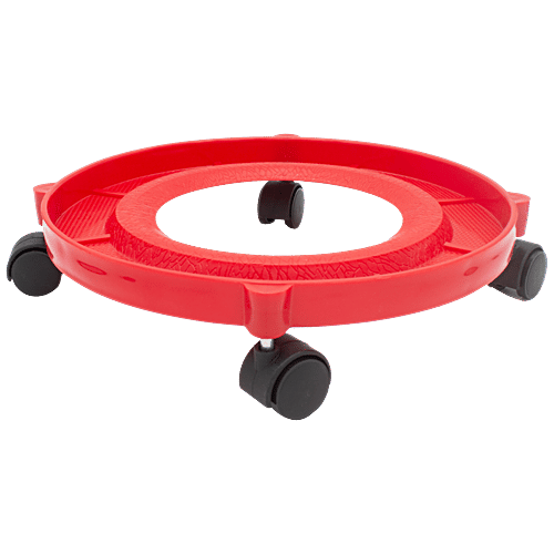 Jaycee Gas Cylinder Trolley - Premium Quality Plastic, Fits All Kitchen Cylinder, Red, 1 pc