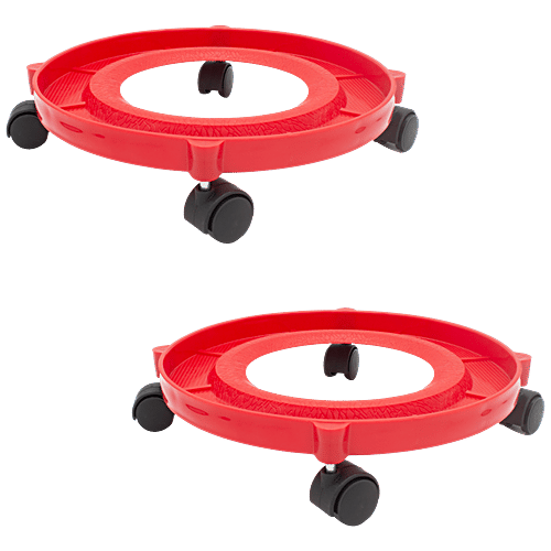 Jaycee Gas Cylinder Trolley - Premium Quality Plastic, Fits All Kitchen Cylinder, Red, 1 pc