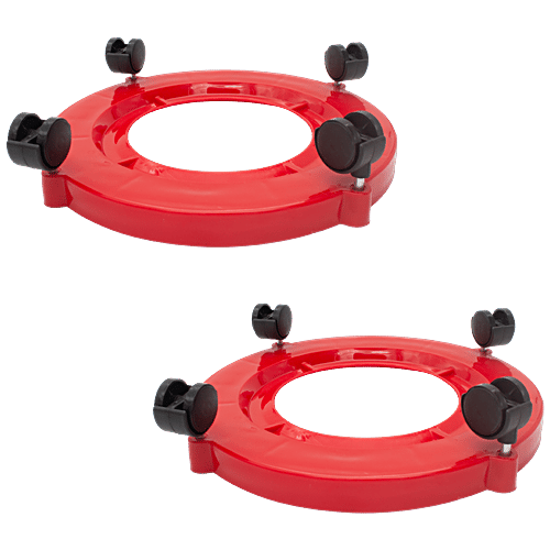 Jaycee Gas Cylinder Trolley - Premium Quality Plastic, Fits All Kitchen Cylinder, Red, 1 pc
