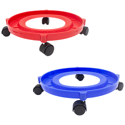 Jaycee Gas Cylinder Trolley - Premium Quality Plastic, Fits All Kitchen Cylinder, Red, 1 pc
