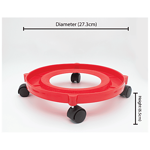 Jaycee Gas Cylinder Trolley - Premium Quality Plastic, Fits All Kitchen Cylinder, Red, 1 pc