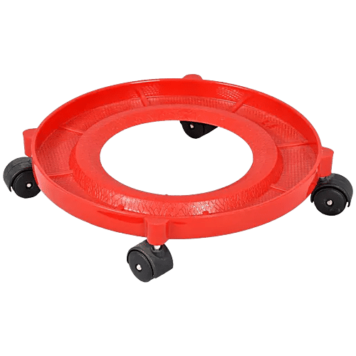 Jaycee Gas Cylinder Trolley - Premium Quality Plastic, Fits All Kitchen Cylinder, Red, 1 pc