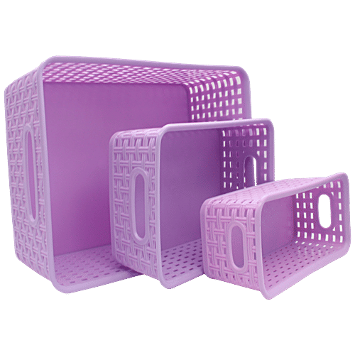 Jaycee Premium Tray - Plastic, Storage Organiser, For Multipurpose Use, Pastel Pink, 3 pcs  