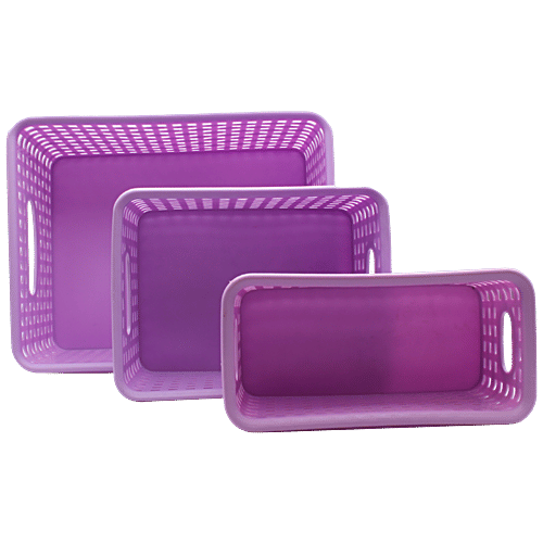 Jaycee Premium Tray - Plastic, Storage Organiser, For Multipurpose Use, Pastel Pink, 3 pcs  