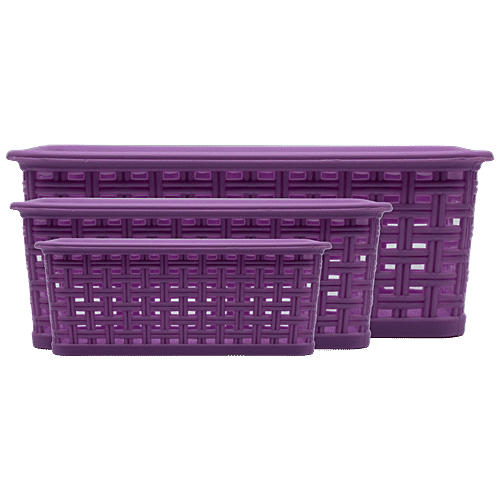 Jaycee Premium Tray - Plastic, Storage Organiser, For Multipurpose Use, Pastel Pink, 3 pcs  