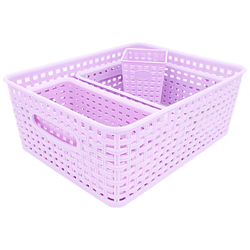 Jaycee Premium Tray - Plastic, Storage Organiser, For Multipurpose Use, Pastel Pink, 3 pcs  