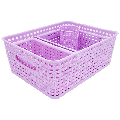 Jaycee Premium Tray - Plastic, Storage Organiser, For Multipurpose Use, Pastel Pink, 3 pcs  