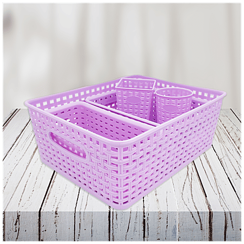 Jaycee Premium Tray - Plastic, Storage Organiser, For Multipurpose Use, Pastel Pink, 3 pcs  