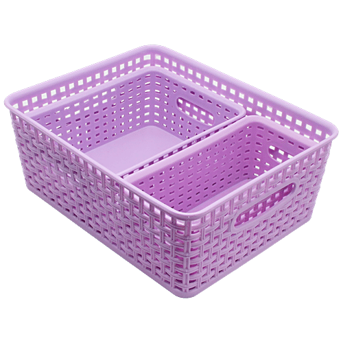 Jaycee Premium Tray - Plastic, Storage Organiser, For Multipurpose Use, Pastel Pink, 3 pcs  