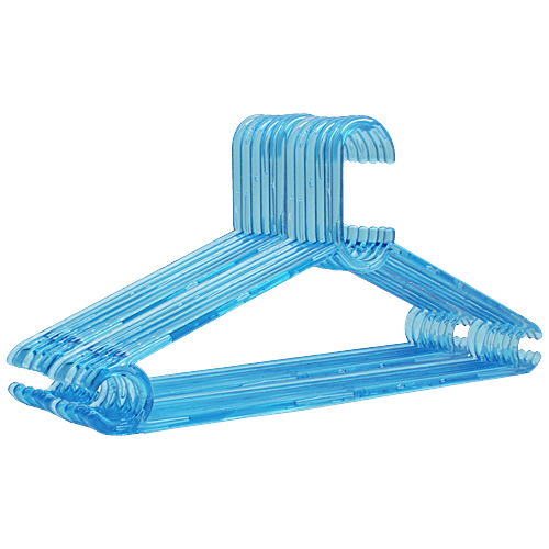 Jaycee Polystyrene Hanger - Sturdy Design, Durable, For Shirts, Suits, Dresses, Coats, Blue, 6 pcs