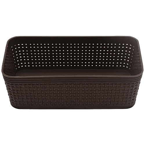 Jaycee Organizer - Premium, Plastic, Storage Box, For Multipurpose Use, Size 4, Dark Brown, 1 pc