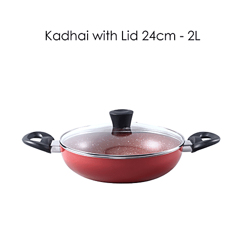 Wonderchef Tivoli Induction Bottom Non-Stick Coated Cookware Set - Aluminium, Red, 4 pcs