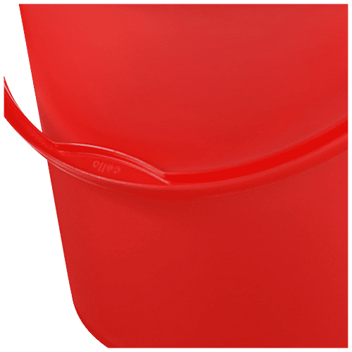 Cello Deluxe Bucket - Frosty, Red, Strong Body, Sturdy Handle, Easy To Clean, 18 L