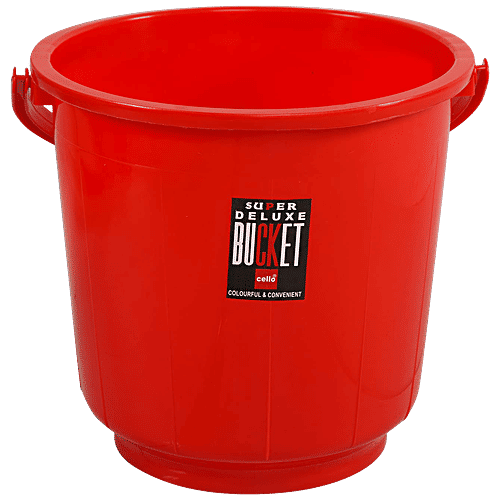 Cello Super Deluxe Bucket - Plastic, Red, Highly Durable, Long Lasting, 18 L