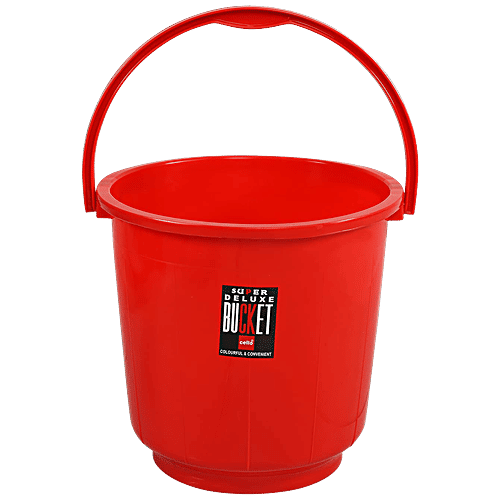 Cello Super Deluxe Bucket - Plastic, Red, Highly Durable, Long Lasting, 18 L