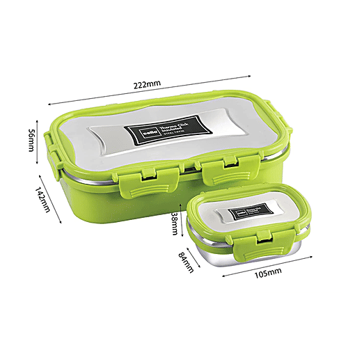 Cello Thermo Click Lunch Pack - Stainless Steel, Big, Green, Leak-proof, For Office & School Use, 925 ml  