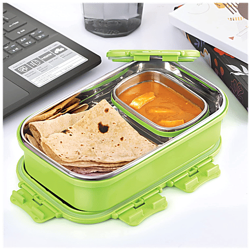 Cello Thermo Click Lunch Pack - Stainless Steel, Big, Green, Leak-proof, For Office & School Use, 925 ml  