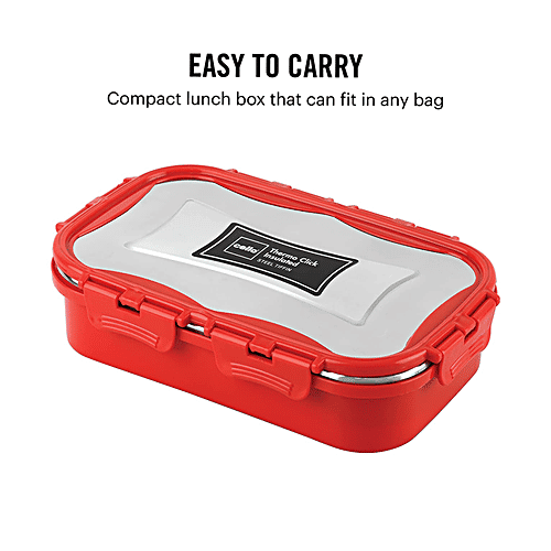 Cello Thermo Click Lunch Pack - Stainless Steel, Big, Red, Leak-proof, For Office & School Use, 925 ml