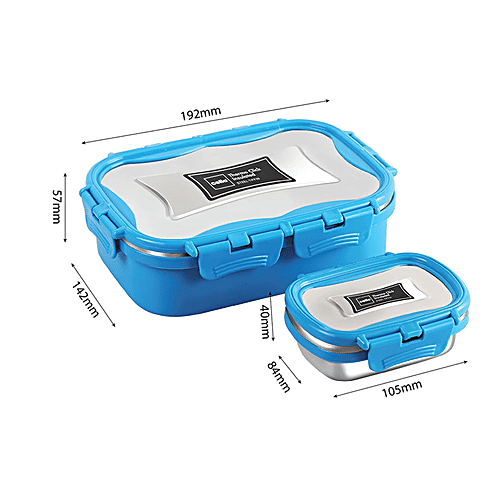 Cello Thermo Click Lunch Pack - Stainless Steel, Medium, Blue, Leak-proof, For Office & School Use, 700 ml  