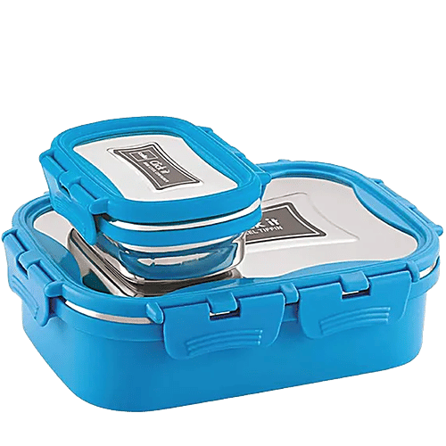 Buy Cello Thermo Click Lunch Pack Stainless Steel, Medium, Blue, Leak