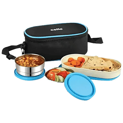 Buy Cello Exe Lunch Box Stainless Steel, Blue, For Office & School