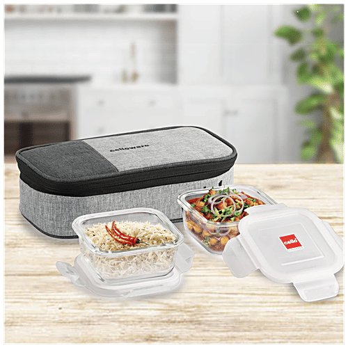 Buy Cello Lunch Box Delighta, Borosilicate Glass, Square, Clear, With