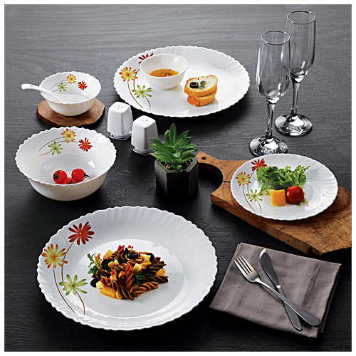 Buy Cello Dinner Set Opalware, Margarita, Dazzle, White Online at