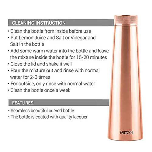 Milton Copper Delight Water Bottle - 99.9% Pure Copper, Increases Immunity, 1 L (1 pc)