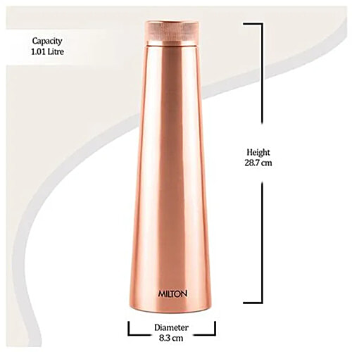Milton Copper Delight Water Bottle - 99.9% Pure Copper, Increases Immunity, 1 L (1 pc)