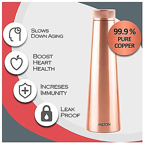Milton Copper Delight Water Bottle - 99.9% Pure Copper, Increases Immunity, 1 L (1 pc)