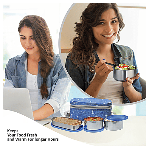 Buy Milton Corporate Lunch Box Stainless Steel, Oval & Round