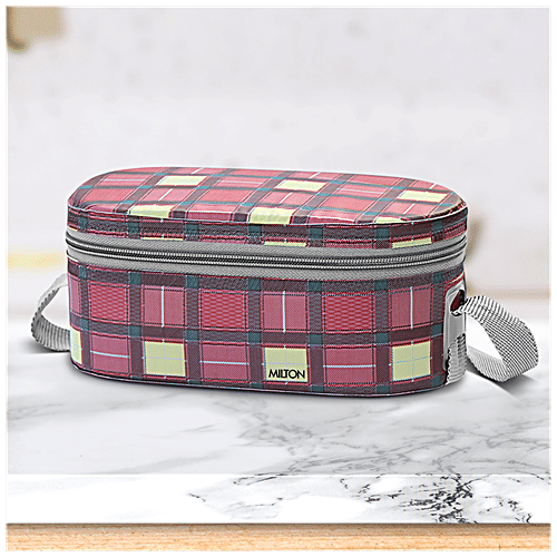 Milton Corporate Lunch Box - Stainless Steel, Oval & Round Containers, Leakproof, Maroon, 3 pcs  