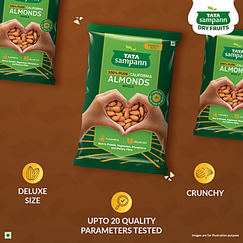 Tata Sampann California Almonds, 1 kg  Crunchy Nuts, Deluxe Size, Rich in Protein & Dietary Fibre, Rich in Magnesium & Phosphorus
