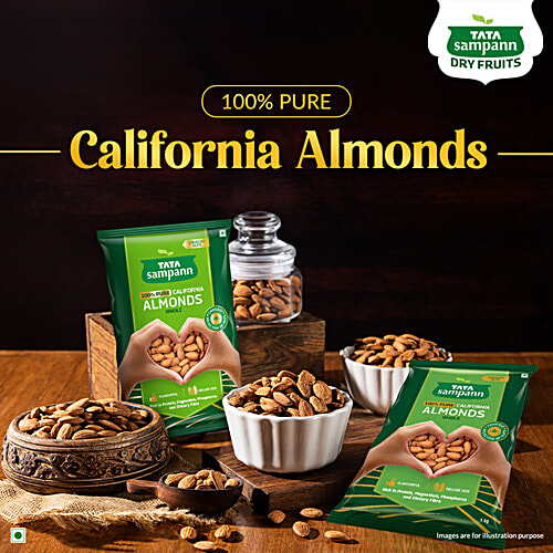 Tata Sampann California Almonds, 1 kg  Crunchy Nuts, Deluxe Size, Rich in Protein & Dietary Fibre, Rich in Magnesium & Phosphorus