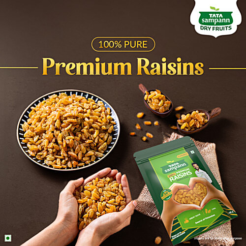 Tata Sampann Premium Raisins/Kishmish - Seedless, 500 g Crunchy Nuts, Source of Potassium, Long & Flavourful