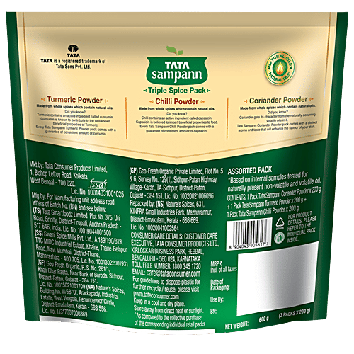Tata Sampann Triple Spice Combo Pack with Natural Oils, Monthly Value Pack, 600 g (Pack of 3) 