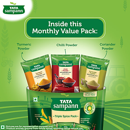 Tata Sampann Triple Spice Combo Pack with Natural Oils, Monthly Value Pack, 600 g (Pack of 3) 