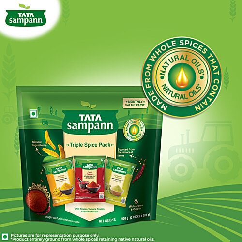 Tata Sampann Triple Spice Combo Pack with Natural Oils, Monthly Value Pack, 600 g (Pack of 3) 