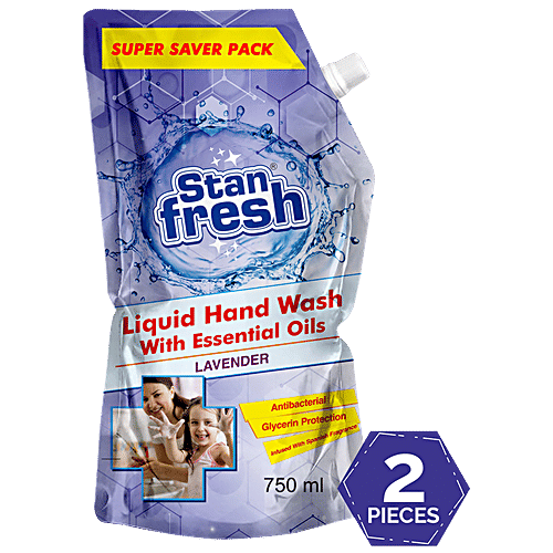 Stanfresh Liquid Hand Wash With Essential Oils - Antibacterial, Germ Protection, Lavender, 750 ml (Pack of 2) 