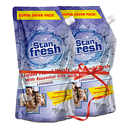 Stanfresh Liquid Hand Wash With Essential Oils - Antibacterial, Germ Protection, Lavender, 750 ml (Pack of 2) 