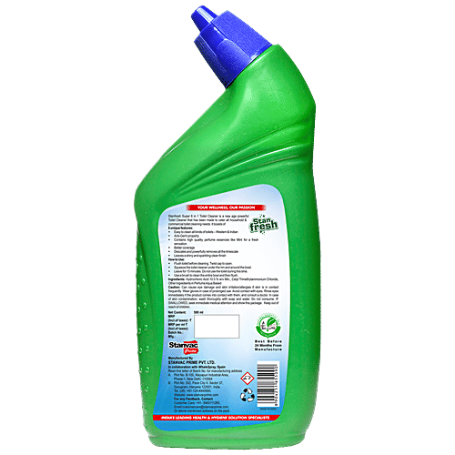 Stanfresh Super 6 In 1 Toilet Cleaner - Kills 99.9% Germs, Leaves Shiny Clean Finish, Mint, 500 ml  
