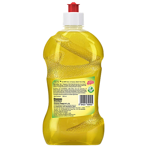 Stanfresh Anti-Germ Dish Wash Gel - Removes Tough Oil & Grease, Lemon & Neem, 500 ml (Pack of 2) 