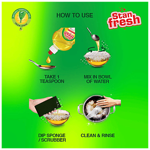 Stanfresh Anti-Germ Dish Wash Gel - Removes Tough Oil & Grease, Lemon & Neem, 500 ml (Pack of 2) 