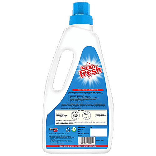 Stanfresh Liquid Detergent & Softener - Safe On Hands, Clothes, For Bucket & Machine Wash, 1 L  