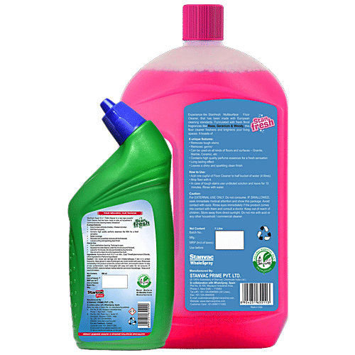 Stanfresh Super 6 In 1 Toilet Cleaner & Multi-Surface Floor Cleaner - Mint & Rose World, 2 pcs (500 ml + 1 L)