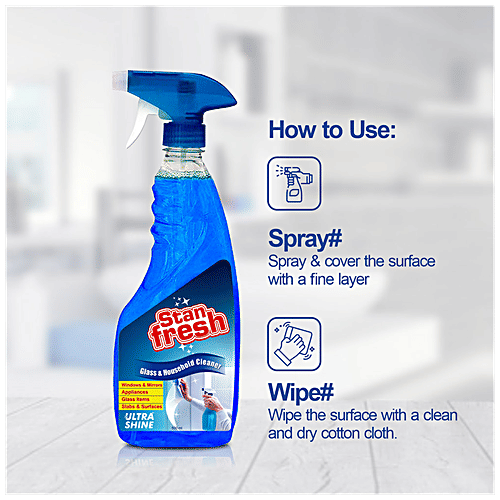 Stanfresh Glass & Household Cleaner - Provides Ultra Shine, For Mirrors, Slabs, Surfaces, 500 ml (Pack of 2)