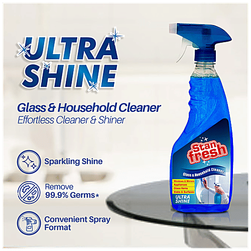 Stanfresh Glass & Household Cleaner - Provides Ultra Shine, For Mirrors, Slabs, Surfaces, 500 ml (Pack of 2)